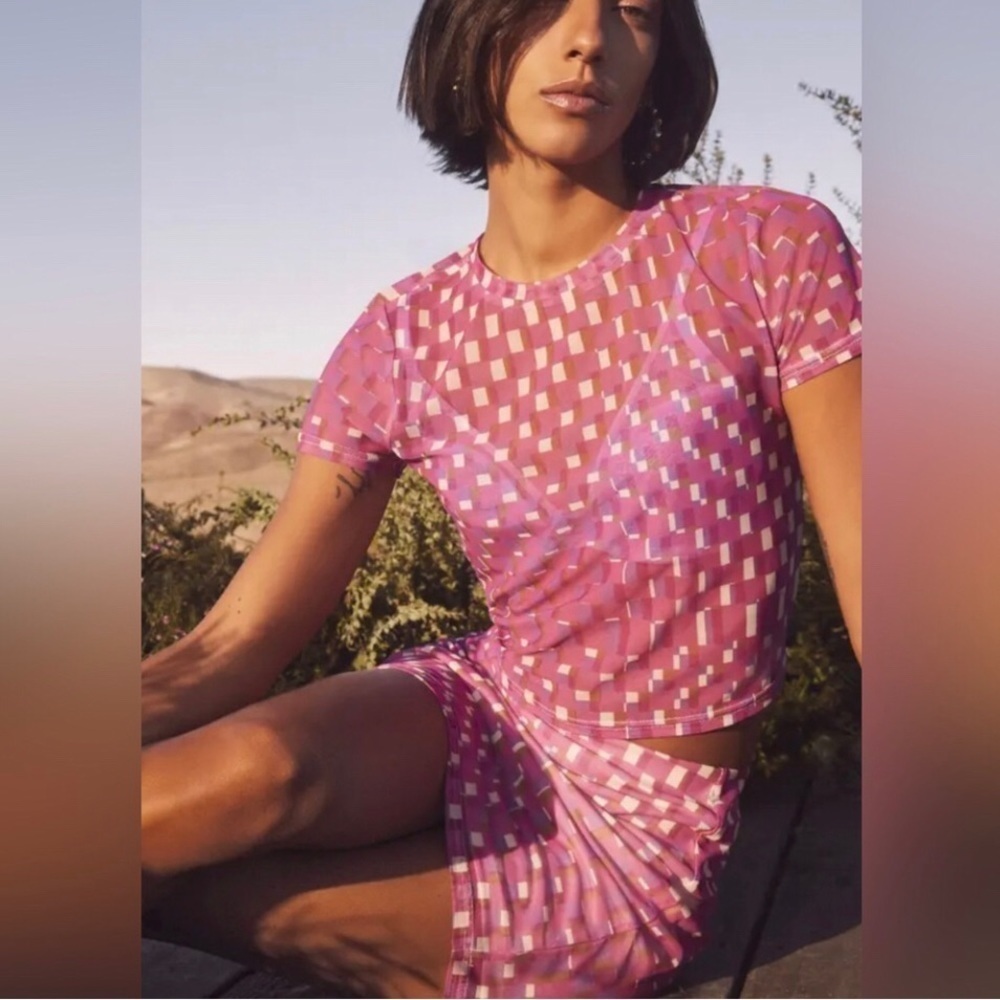 NWT! Nordstrom BP Pink Purple Prism Mesh Mini Skirt - Size 2X & 3X 🪜